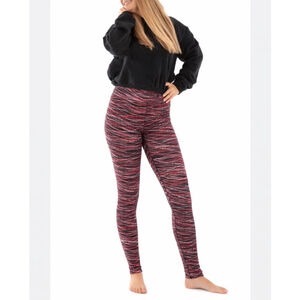 Just Cozy Red Black Striped Leggings M / L
